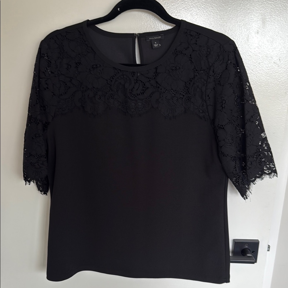 Ann Taylor Elegant Black Lace Women's Top